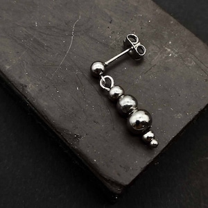 INLINE, simple single earring, hook or hoop unisex  earring, silver colour dangle earring, mens earring, earring for men, stainless, fss