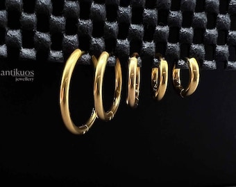 Hoop earring, gold stainless steel hoop, huggie, choose sizes 13 15 17 21 25 mm, single earring, unisex, mens earring, stainless hoop, fss
