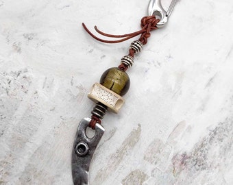 Mens earrings, SMILODON amulet- talisman- keyring- pendant, LIMITED edition unique handmade gift idea for him or her,