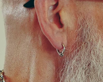 HOOP with SMALL BEAD, stainless steel earring hoop, earring, unisex minimalist hoop, mens earring, earring for men, stainless hoop, fss