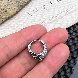 VIKING HOOP earring. HARMONY 2 . Unisex stainless steel  hoop. Geometric minimalist hoop. Mens hypoallergenic earring. fss