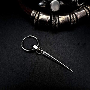 Men’s earrings RAW SPIKE,Long spike hoop earring, single earring,mono earring, earring for men, stainless hoop, gift