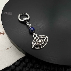 OSIRIS Blue evil eye earring,  lapis lazuli single earring, unisex dangle earring, mens earring, earring for men, mystical, gift for her