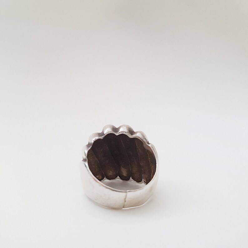 statement ring boho ring 925 ring Large Vintage round boulder ribbed ring elegant ring dome sterling silver ring