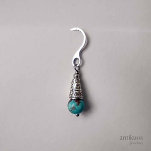 PACIFIC, turquoise mono single earring, unisex alternative earring, dangle earring, mens earring, earring for men, stainless steel hook,blue image 8