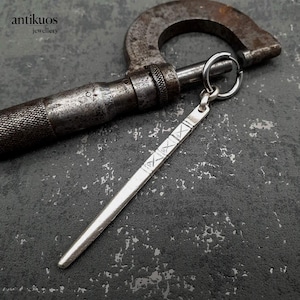 VIKING SPIKE, single earring, unisex tribal long  dangle earring, mens earring, women earring, stainless hoop,,mono earring