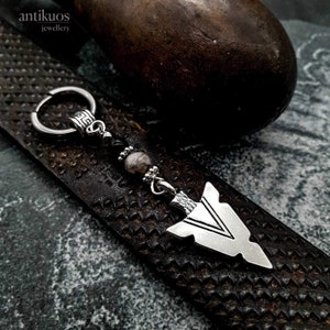 Silver arrow earring, onyx and jasper, single earring or pair, mens earring, earring for men, arrow boho earring,mono earring image 4