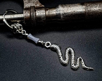 SNAKE CHARMER, pendiente mono alternativo de nácar, pendiente único pirata, pendiente unisex, pendiente para hombre, aro inoxidable, regalo