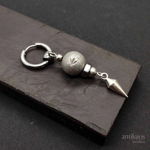 GRAVITY, metal ball spike hoop earring, single earring, mono earring, mens earring, earring for men, stainless hoop, gift her/him,  simple
