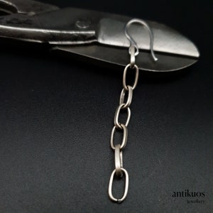CHAINED, mono single earring, unisex goth punk earring, silver colour dangle earring, mens earring, earring for men or women, avant , fss