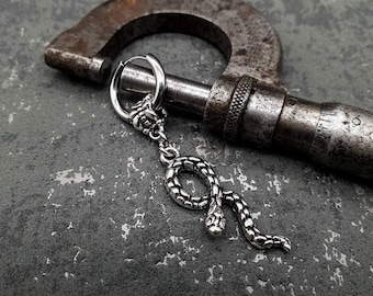 SERPIENTE DE Cascabel, pendiente alternativo animal serpiente, pendiente único tribal, pendiente unisex, pendiente para hombres, aro inoxidable, regalo, pendiente mono