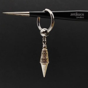 THE PRONG, short spike hoop earring, single earring, mono earring, mens earring, earring for men, stainless hoop, gift her/him, tribal spike