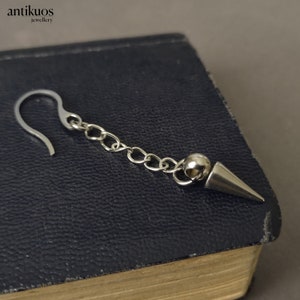 CHAIN AND SPIKE, mono single earring, unisex goth punk earring, stainless dangle earring, mens earring, earring for men or women, fss