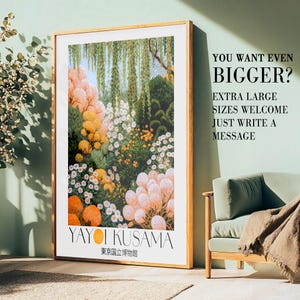 Japanese Wall Art Yayoi Kusama Poster dopamine decor Maximalist Wall Art Floral Print Botanical printable Wall Art green Japandi Wall Art
