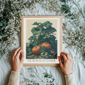 Autumn Pumpkin Print Botanical printable Fall Decor vintage Thanksgiving Prints Halloween Wall Decor large Kitchen Wall Art Food Lover Gift