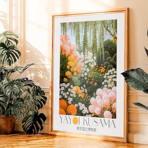 Japanese Wall Art Yayoi Kusama Poster dopamine decor Maximalist Wall Art Floral Print Botanical printable Wall Art green Japandi Wall Art