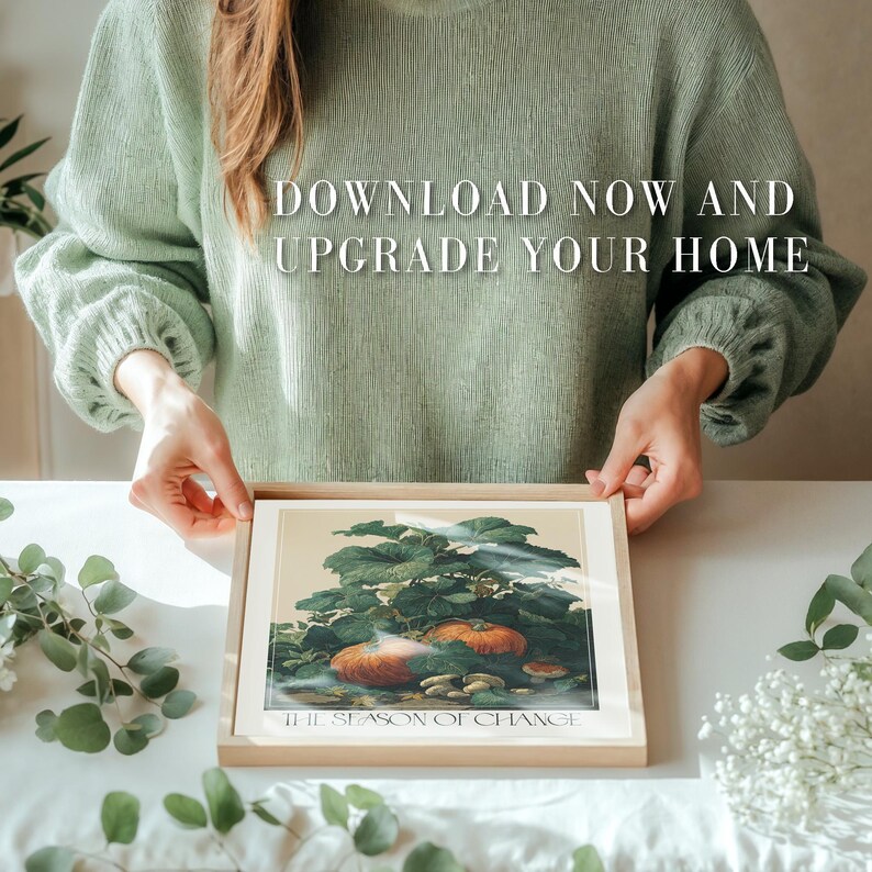 Autumn Pumpkin Print Botanical printable Fall Decor vintage Thanksgiving Prints Halloween Wall Decor large Kitchen Wall Art Food Lover Gift
