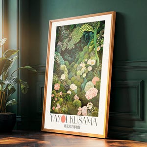 Maximalist Decor Yayoi Kusama Print Flower Market Print dopamine decor Floral Print Botanical printable Wall Art green Japanese Art