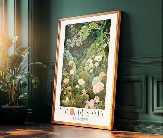 Maximalist Decor Yayoi Kusama Print Flower Market Print dopamine decor Floral Print Botanical printable Wall Art green Japanese Art