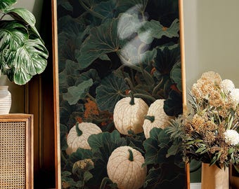 Halloween Wall Decor Autumn Pumpkin Print japandi sage green Wall Art Fall Decor vintage japanese Thanksgiving Prints large Kitchen Wall Art