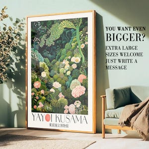 Maximalist Decor Yayoi Kusama Print Flower Market Print dopamine decor Floral Print Botanical printable Wall Art green Japanese Art