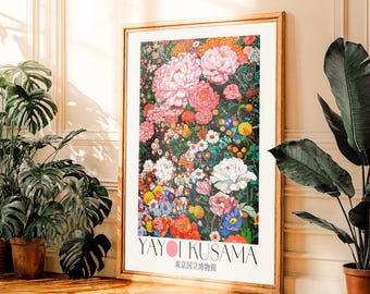 Yayoi Kusama Poster maximalist dopamine decor Japanese Wall Art Japandi Floral Print Botanical Wall Art perfect gift for her