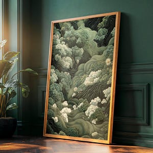 Minimalistischer Wald Wandbild Minimalistischer Wald Salbei Wabi Sabi japandi Art Chinoiserien Plakat druckbare Wandkunst