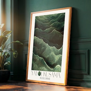 Yayoi Kusama printable Japanese Wall Art maximalist sage green Dopamine Decor Japandi Art Nouveau Print extra large Wabi Sabi Wall Art