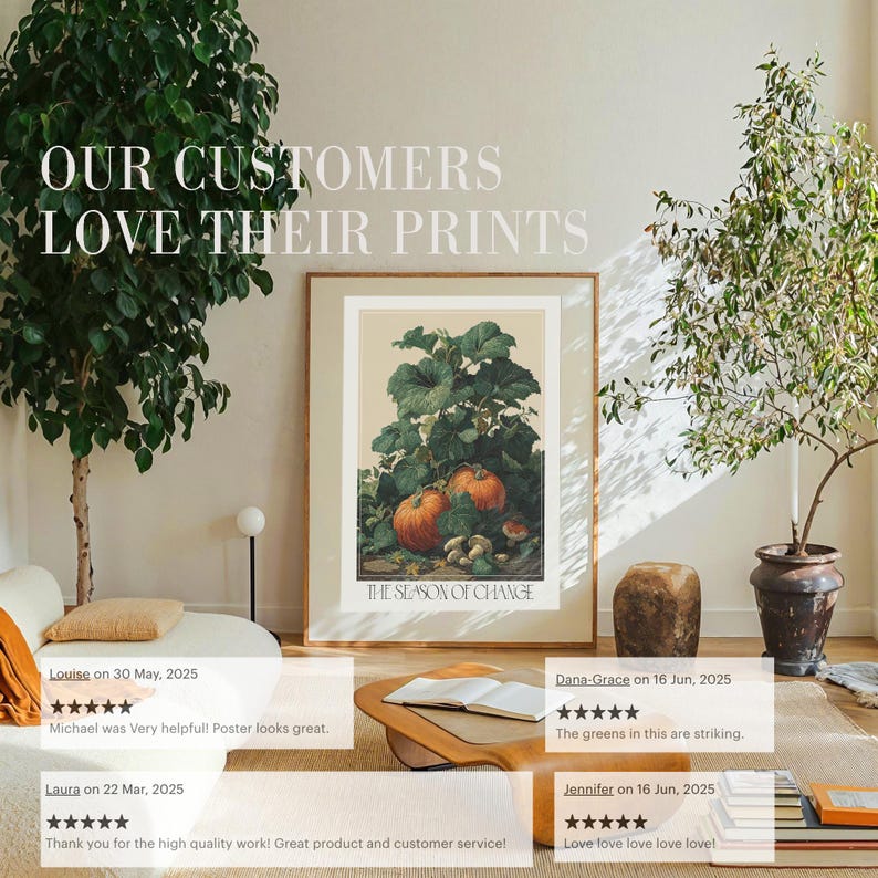 Autumn Pumpkin Print Botanical printable Fall Decor vintage Thanksgiving Prints Halloween Wall Decor large Kitchen Wall Art Food Lover Gift