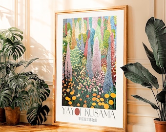 Yayoi Kusama Poster maximalist dopamine decor Japanese Wall Art Japandi Floral Print Botanical Wall Art perfect gift for her