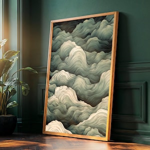 Japanische Wand Kunst printable wabi sabi Dekor sage grün Chinoiserie Japandi Poster extra großer minimalistischer moderner Wohnzimmer Wand Kunstdruck