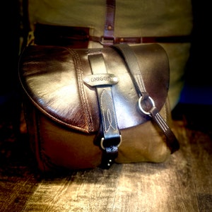 Griggsy bag saddle flap top bag, Wax cotton adjustable crossbody shoulder bag