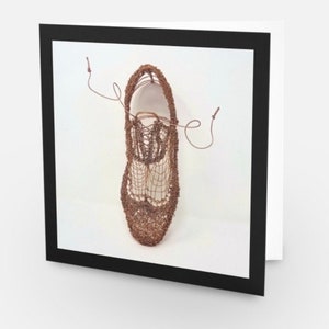 Kunstkarte für Grüße Innen leer. Drahtskulpturen Herrenschuh Vatertag, Geburtstag, Opa, Vater, Sohn