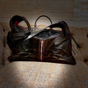 Black saddle & suede bag crossbody adjustable to shoulder style bag messenger luggage handbag image 7