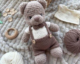 Handgemaakte amigurumi-teddybeer – zacht pluche gehaakt speelgoed – cadeau voor baby of peuter – decoratie kinderkamer – knuffeldier