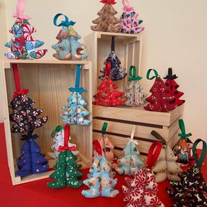 Mini Stuffed Christmas Tree 4 inch 3D fabric ornament