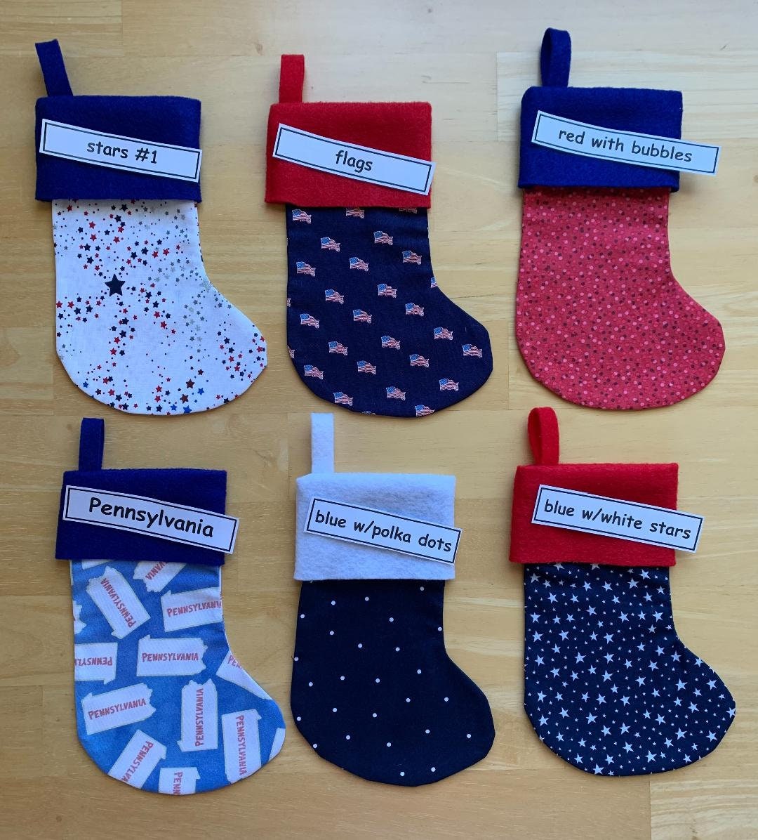 Small Christmas Stockings Handmade in Themed Prints Etsy