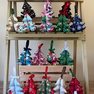 Mini Stuffed Christmas Tree 4 inch 3D fabric ornament