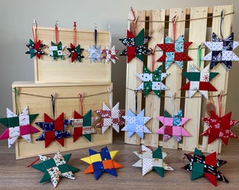 DIY Set fr gefaltete Weihnachtssterne aus Stoff: Handgemachte  Weihnachtsornamente - Etsy.de