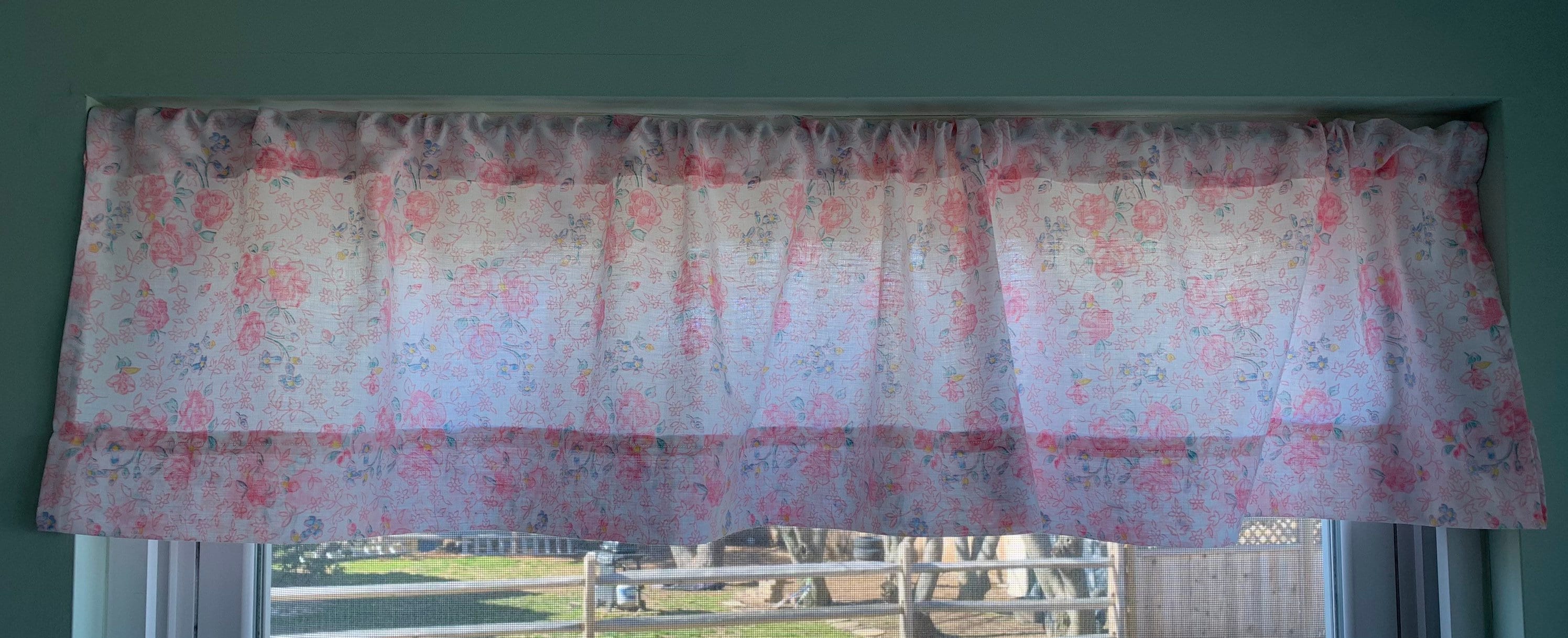 Handmade floral pink window valance Etsy