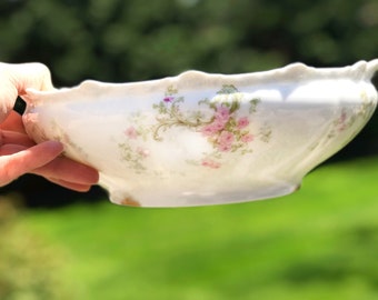 Gorgeous Pink and White Limoges Serving Bowl