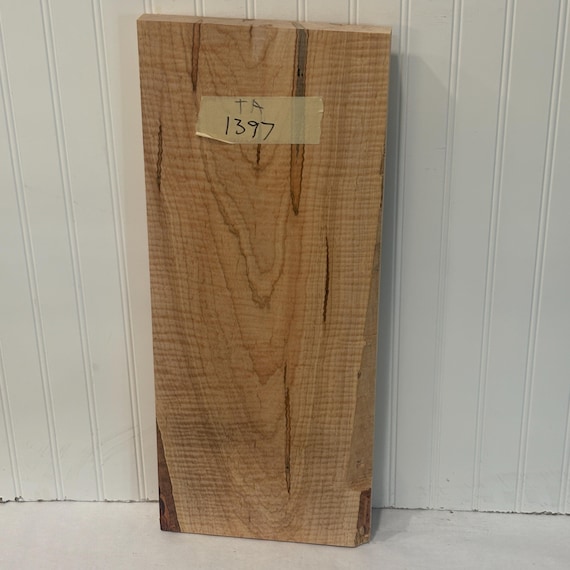 Tiger Maple Wood Board, Kiln Dried Wood Slab,  Curly Maple Plank, Unfinished Wood for Woodworking,  24"X9"X1.125"