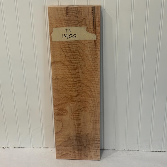 Tiger Maple Wood Board, Kiln Dried Wood Slab,  Curly Maple Plank, Unfinished Wood for Woodworking,  24.5"X7"X1.125"