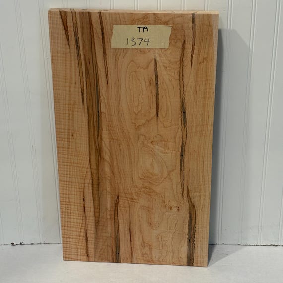 Wide Tiger Maple Wood Board, Wood Slab, Curly Maple Plank, Unfinished Wood 24"X14"X1.125"