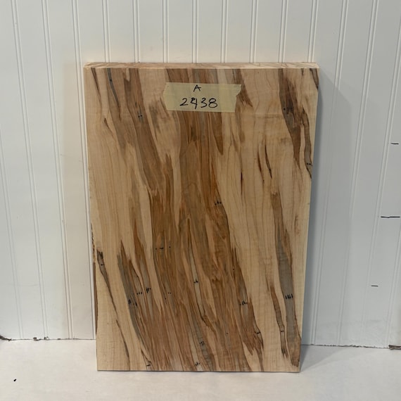 Wide Ambrosia Maple Wood, Wormy Maple Lumber, Wood for Woodworking, 24"X15 3/4"X1 7/8"