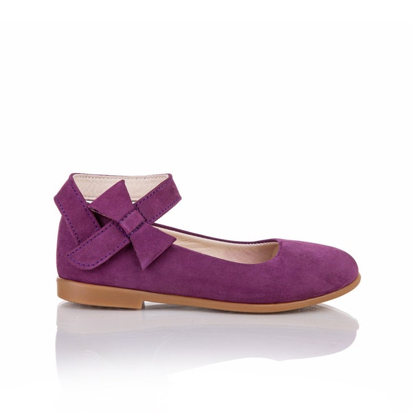 Chaussures en daim violettes fille Chaussures de bouquetières Chaussures habillées pour petites filles Petites filles violettes Chaussures pour tout-petits Chaussures pour tout-petits