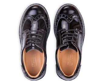 Black Boys Dress Shoes Boys Wedding Shoes Toddler Boy Dress Shoe Page Boy Shoe Boy Brogue Boy Occassion Shoe Lace Up Boy Shoe Black Boy Shoe