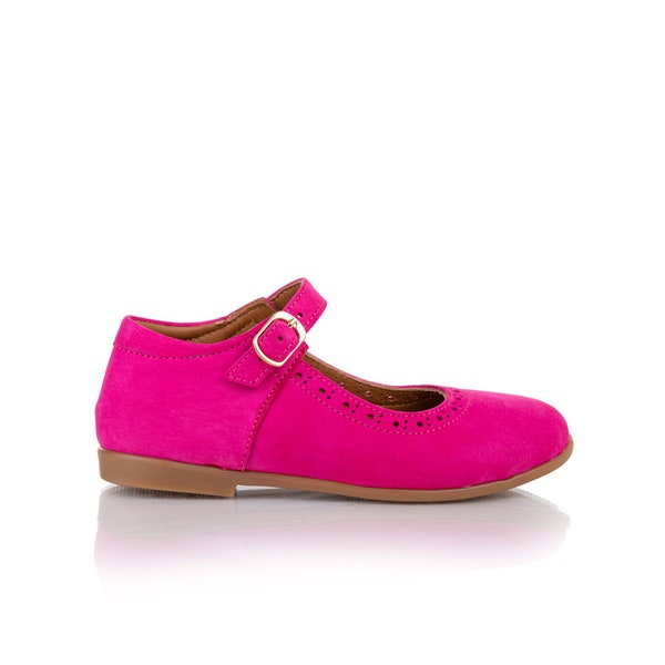 Pink Velvet Girl Shoes Toddler Girl Shoes Girls Mary Jane Shoes Fuchsia Girl Shoes Flower Girl Shoes Girls Dress Shoes Kids Mary Jane Shoes