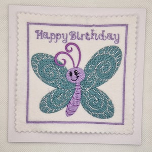Gestickte Schmetterling Geburtstagskarte