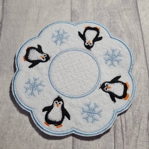 Embroidered Penguin Candle Mat/Coaster